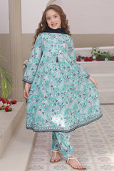 Dosti Yaari By Shanzey Stitched 3 Piece Lawn Frock Suit-SHK-5404-Sea Green