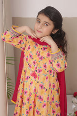 Dosti Yaari By Shanzey Stitched 3 Piece Lawn Frock Suit-SHK-5405-Mustard