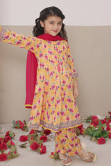 Dosti Yaari By Shanzey Stitched 3 Piece Lawn Frock Suit-SHK-5405-Mustard