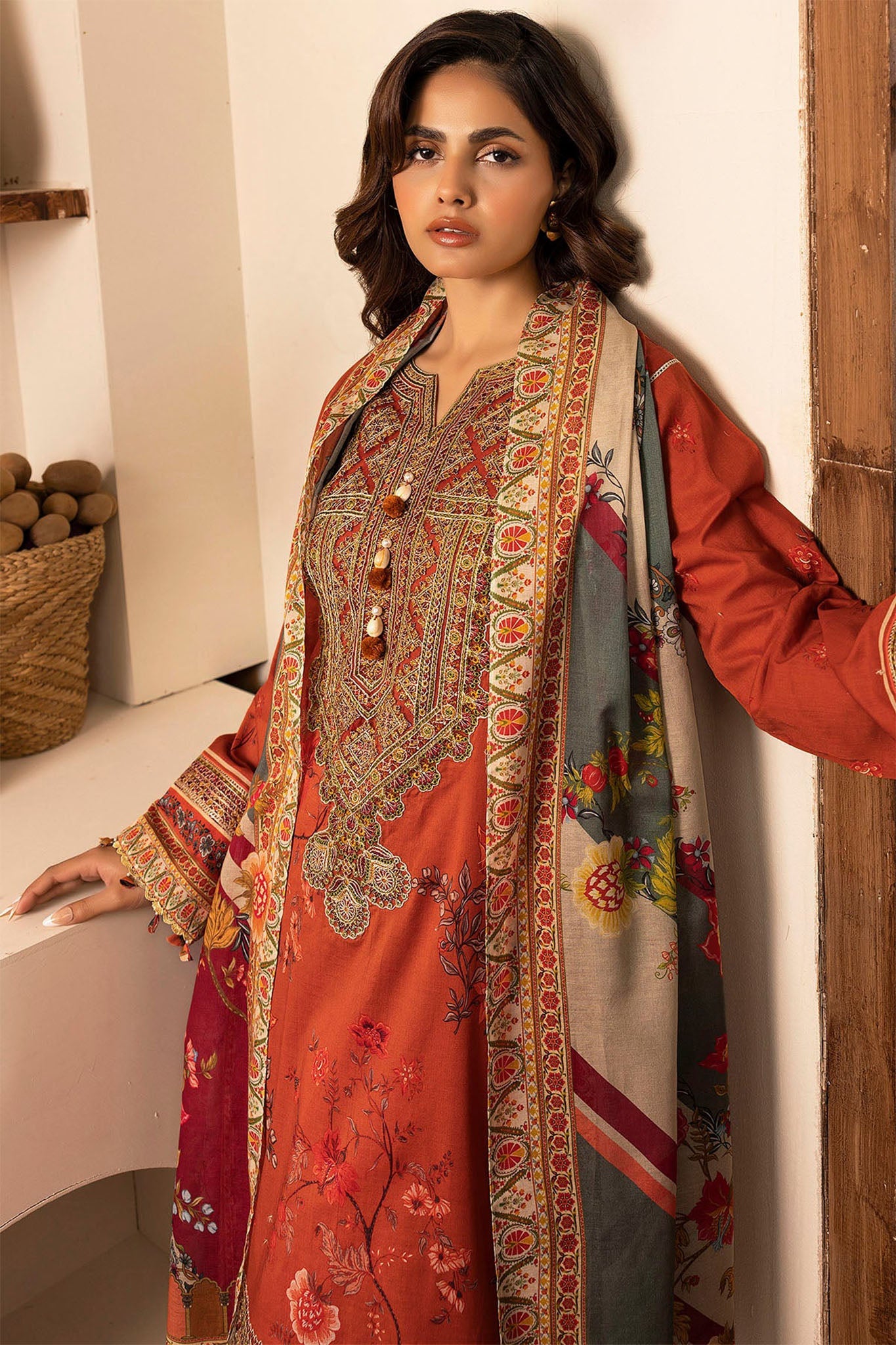 Umang By Motifz Unstitched 3 Piece Digital Printed Emb Lawn Collection'2025-5473-BRENNA