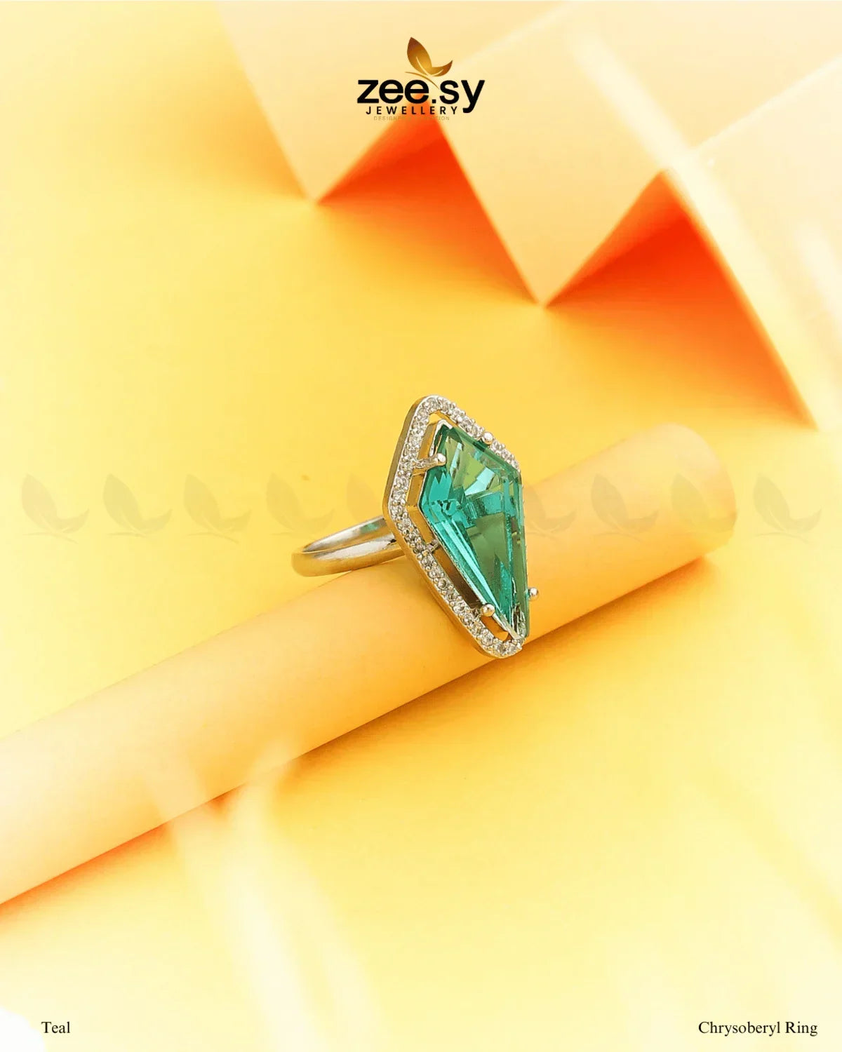 Chrysoberyl Ring Teal - Zeesy Jewellery
