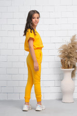 Sprinkles Stitched 2 Piece Summer Co Ord Sets Kids Collection'2025-Yellow 2Pcs Cord Set with Short Sleeves Shirt and Trouser