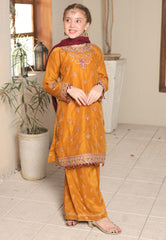 Gota Kinari By Shanzey Stitched 3 Piece Kids Festive Formals Suit-SHK-5501-Mustard