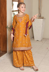 Gota Kinari By Shanzey Stitched 3 Piece Kids Festive Formals Suit-SHK-5501-Mustard