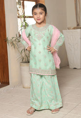 Gota Kinari By Shanzey Stitched 3 Piece Kids Festive Formals Suit--SHK-5502-Mint