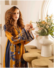 Brandlo PK Mustard Yellow Printed Long dress