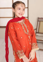 Gota Kinari By Shanzey Stitched 3 Piece Kids Festive Formals Suit-SHK-5505-Rust
