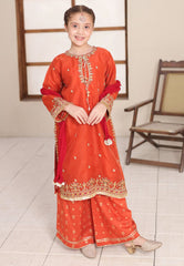Gota Kinari By Shanzey Stitched 3 Piece Kids Festive Formals Suit-SHK-5505-Rust
