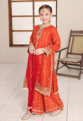Gota Kinari By Shanzey Stitched 3 Piece Kids Festive Formals Suit-SHK-5505-Rust