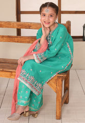 Gota Kinari By Shanzey Stitched 3 Piece Kids Festive Formals Suit-SHK-5506-Sea Green