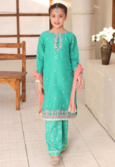 Gota Kinari By Shanzey Stitched 3 Piece Kids Festive Formals Suit-SHK-5506-Sea Green