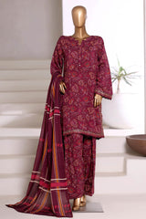Malika By Sada Bahar Stitched 3 Piece Viscose With Farshi Shalwar Vol-02 Suit-MVF-564-Maroon