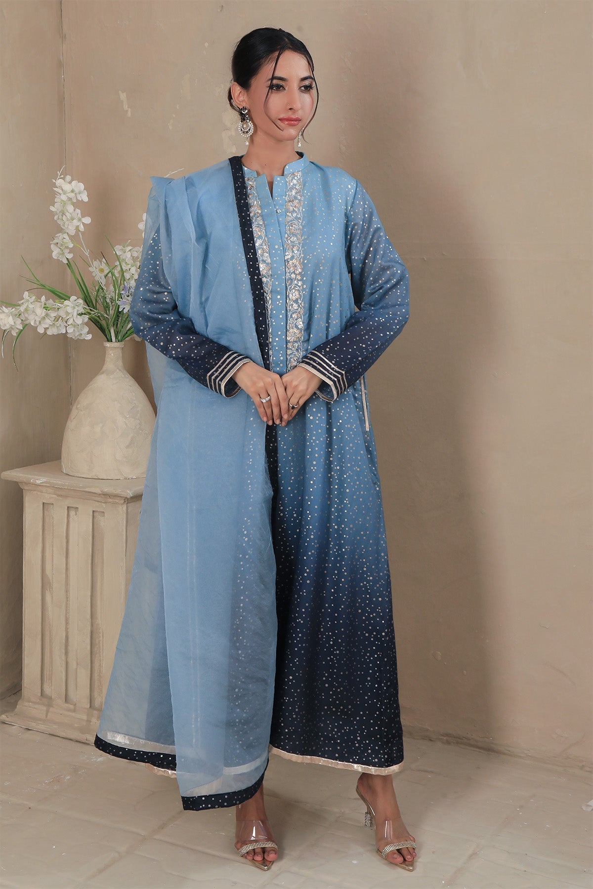 Najia Zia Stitched Luxury Pret Collection-Starry Night With Dupatta
