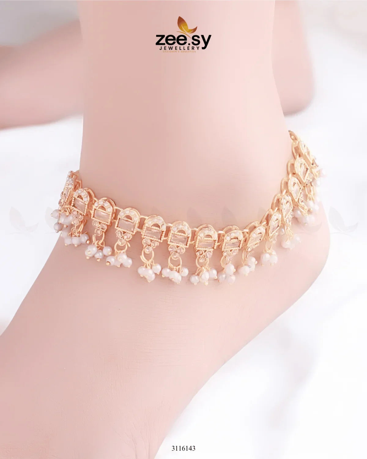 Rutilated Anklet Champagne - Zeesy Jewellery