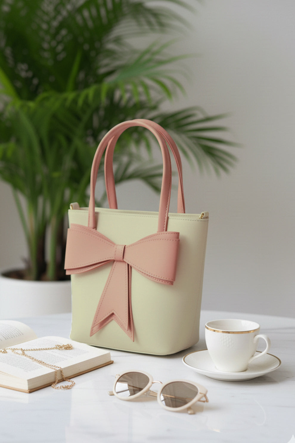 Fineur Carryme Beige and brown Tote Bags | Cute Bow High Quality Bag Just for 1999.