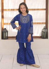 Khanak Stitched Kids-Dark Blue Gharara Suit KST 141