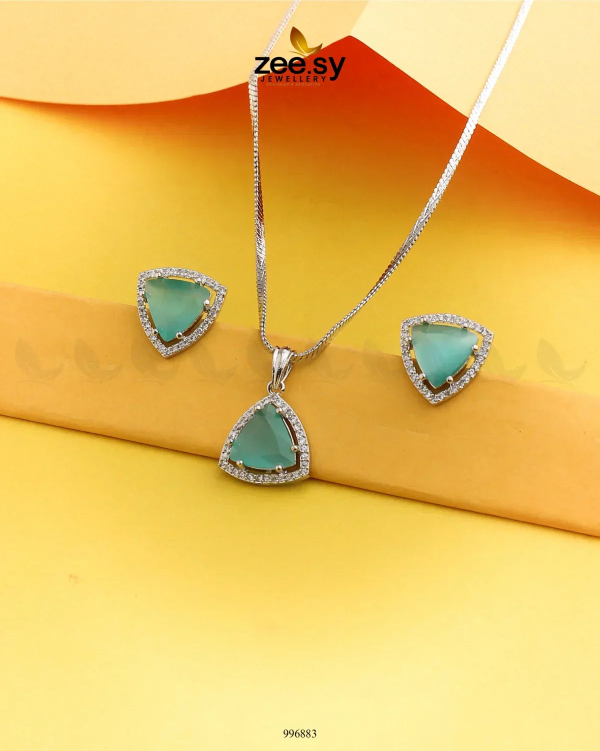 Triad Pendant Set Mint Green - Zeesy Jewellery
