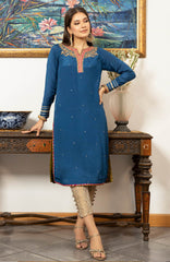 Joy Pret By Zaaviay Stitched Mavi (Kurti Only)
