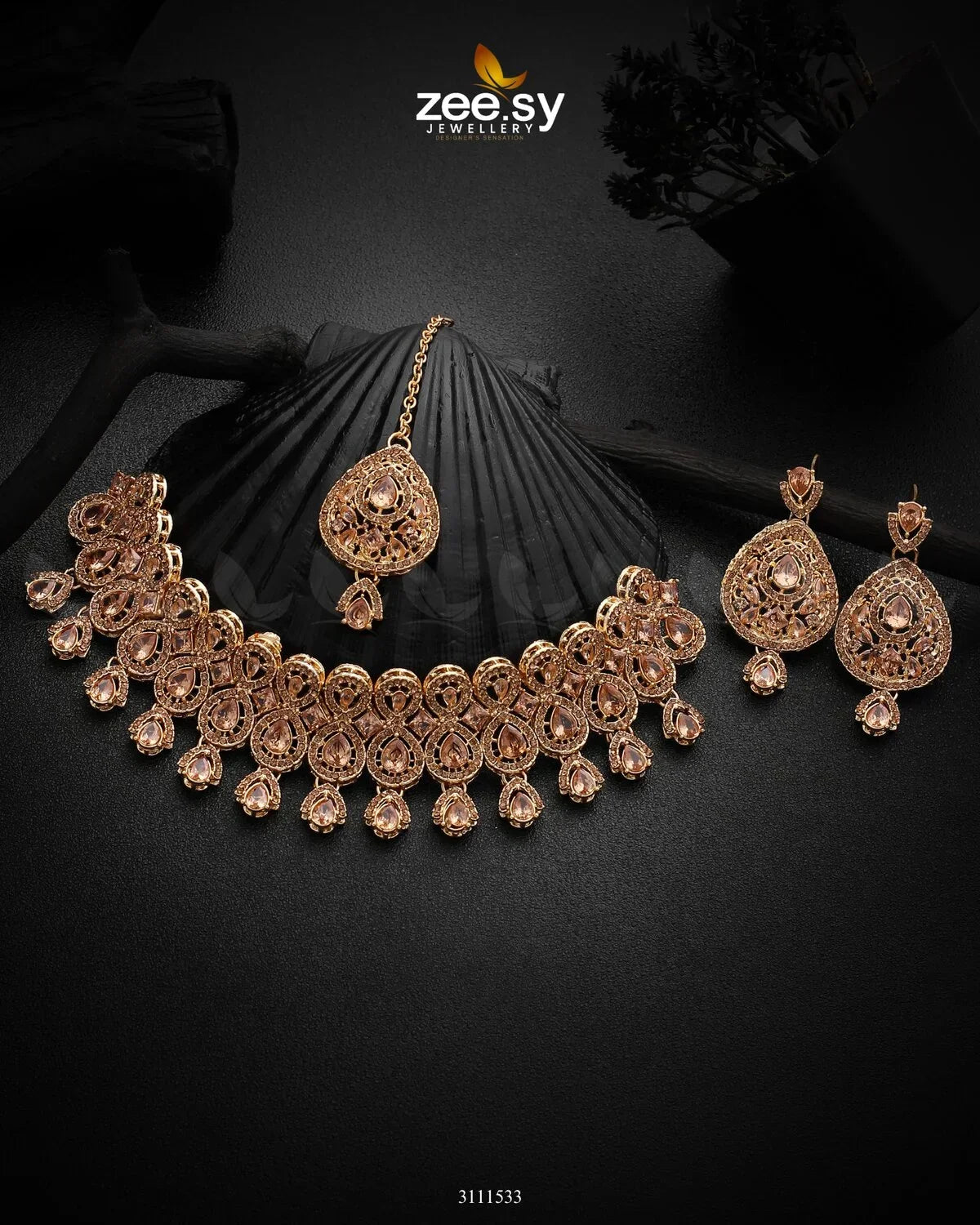 Aisle Necklace Set Champagne - Zeesy Jewellery