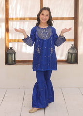 Khanak Stitched Kids-Dark Blue Gharara Suit KST 141