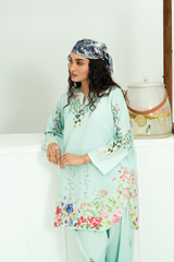 Raha By Amal Stitched Co Ords Cambric Vol-01 Collection'2025-Cyan