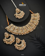 Ornamented Necklace Set Champagne - Zeesy Jewellery
