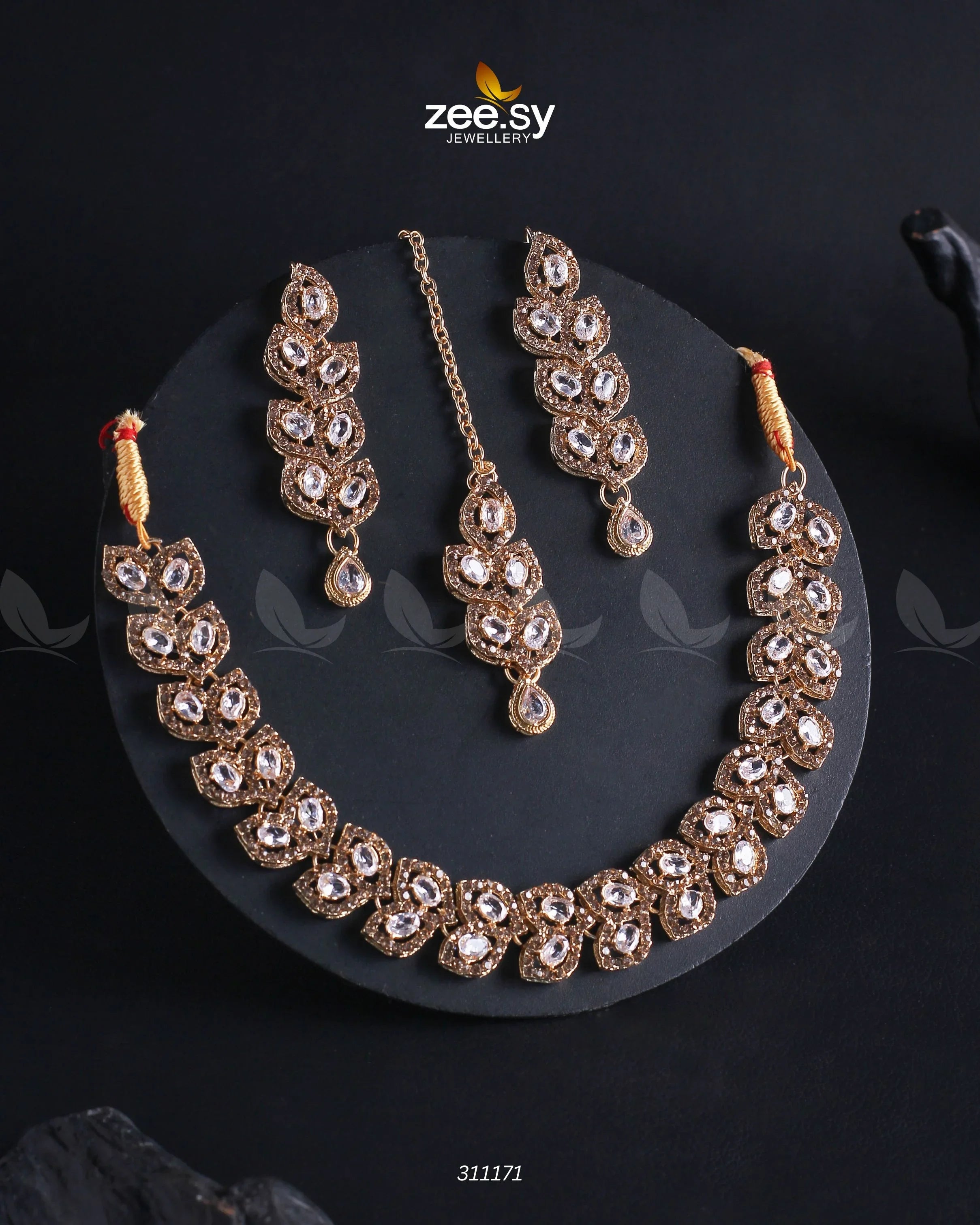 Elara Necklace Champagne & White - Zeesy Jewellery