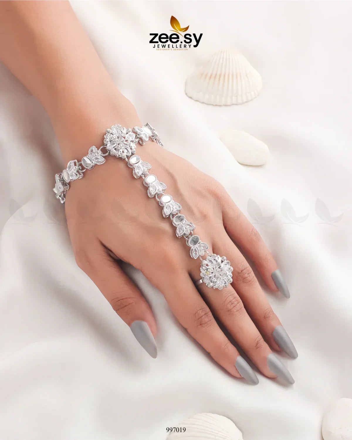 Kritika Anja Accessories Silver White - Zeesy Jewellery
