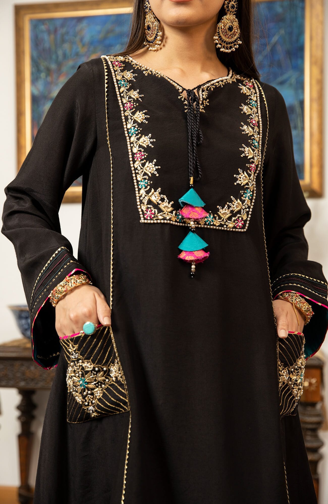 Joy Pret By Zaaviay Stitched Siyah (Kurti Only)