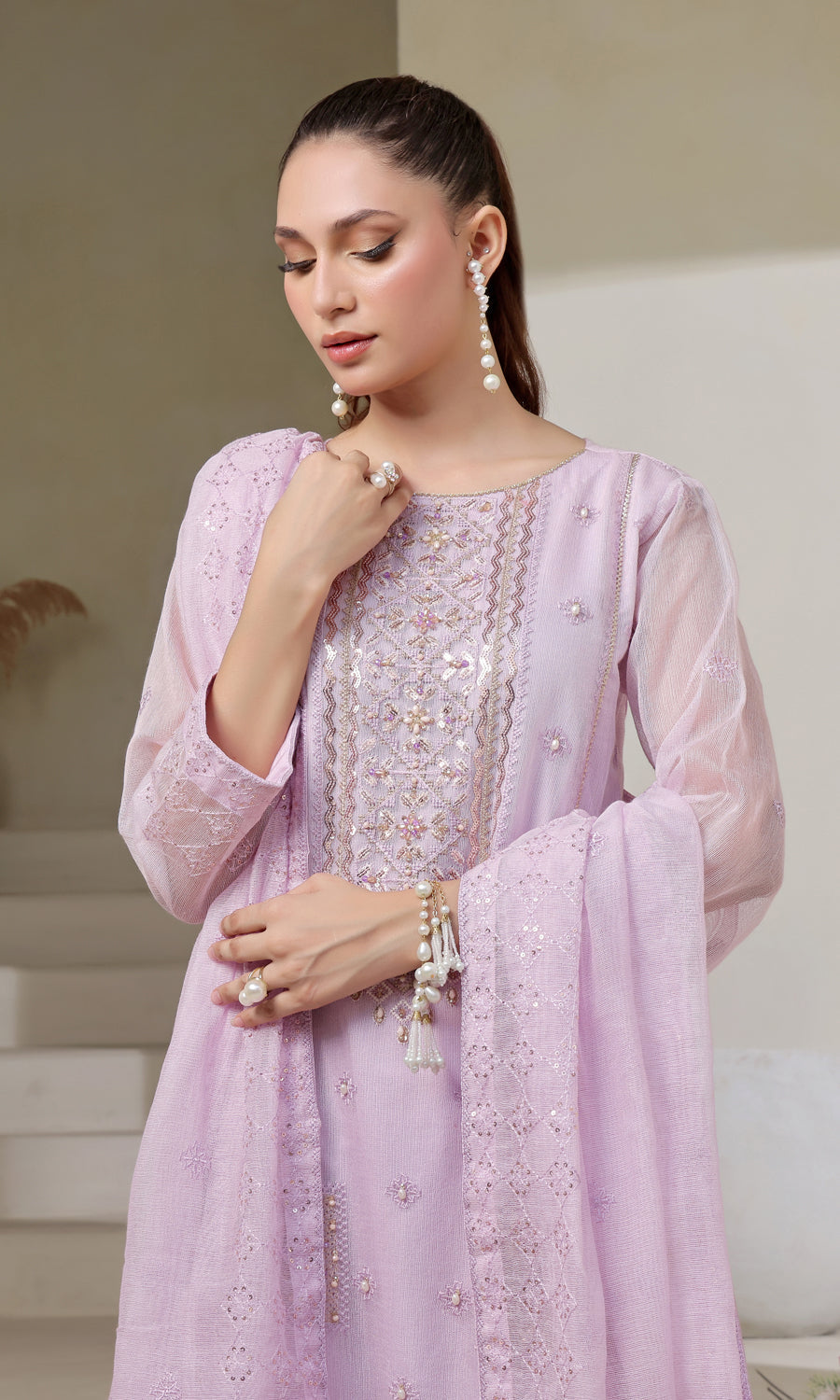 Shamooz Stitched 3 Piece Luxury Festive Eid Collection'2025-Lavender SE-012