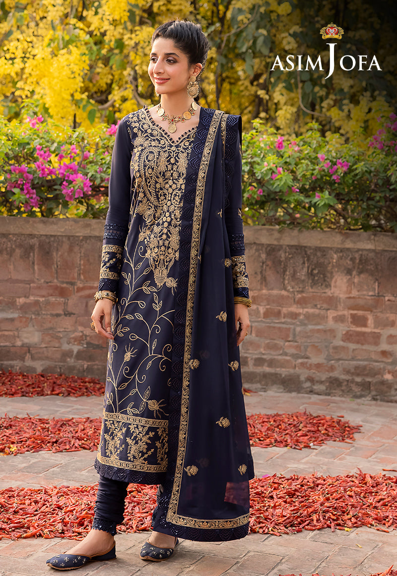 Asim Jofa Shadow Work '23 Ajsw-15 Embroidered Lawn Silk 3 Pcs