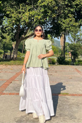 Urban Cut Stitched Peplum Cotton Elegant Tops-C0220