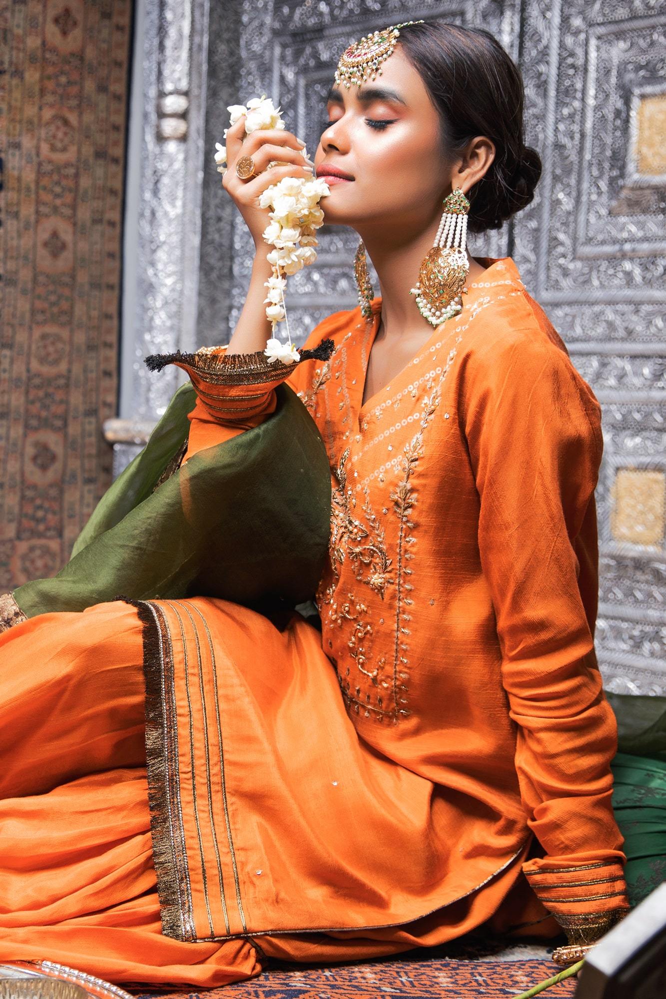 Zaaviay Stitched Eid Edit Naranji (Three Piece)
