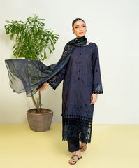 Falling Pretty By Kaanthaa Stitched 3 Piece Summer Suit-Ink Blink