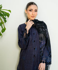 Falling Pretty By Kaanthaa Stitched 3 Piece Summer Suit-Ink Blink