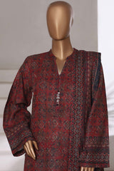 Sada Bahar Stitched 3 Piece Printed Khaddar Vol-01 Suit-KD-PR-6241-Brown