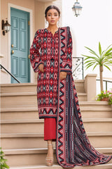Sada Bahar Stitched 3 Piece Printed Khaddar Vol-01 Suit-KD-PR-6245-Red