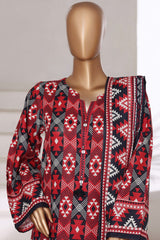 Sada Bahar Stitched 3 Piece Printed Khaddar Vol-01 Suit-KD-PR-6245-Red