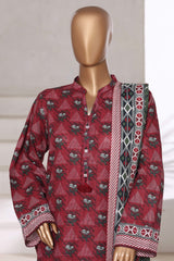 Sada Bahar Stitched 3 Piece Printed Khaddar Vol-01 Suit-KD-PR-6247-Maroon