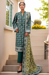Sada Bahar Stitched 3 Piece Printed Khaddar Vol-01 Suit-KD-PR-6251-Green