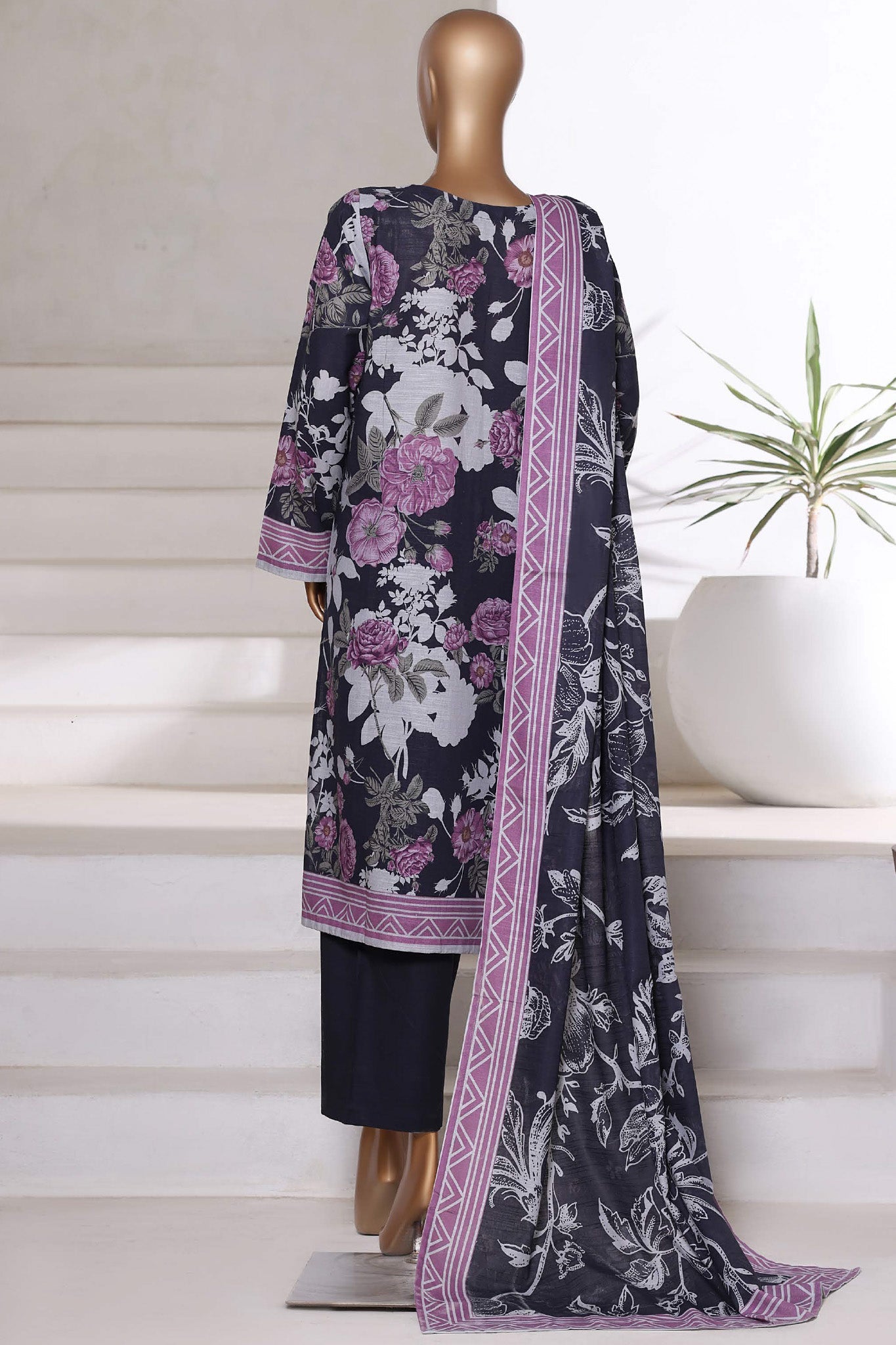 Sada Bahar Stitched 3 Piece Printed Khaddar Vol-01 Collection'2025-KD-PR-6255-Black