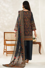 Aizal Stitched 3 Piece Printed Lawn Suit-D-642-Navy Blue