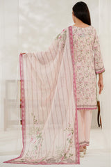 Aizal Stitched 3 Piece Printed Lawn Suit-D-644-Pink