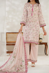 Aizal Stitched 3 Piece Printed Lawn Suit-D-644-Pink