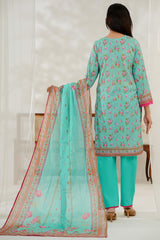 Aizal Stitched 3 Piece Printed Lawn Suit-D-645-Ferozi
