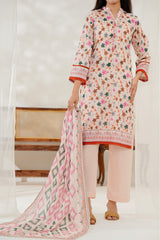 Aizal Stitched 3 Piece Printed Lawn Suit-D-646-Pink