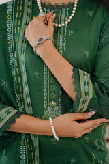 Aizal Stitched 3 Piece Printed Lawn Suit-D-647-Green