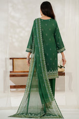 Aizal Stitched 3 Piece Printed Lawn Suit-D-647-Green
