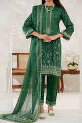 Aizal Stitched 3 Piece Printed Lawn Suit-D-647-Green