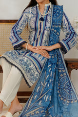 Aizal Stitched 3 Piece Printed Lawn Suit-D-648-White